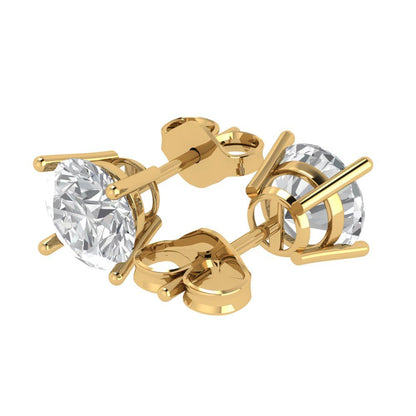 4cttw Round Cut Simulated Diamond Gold-Plated 925 Silver Push Back Stud Earrings