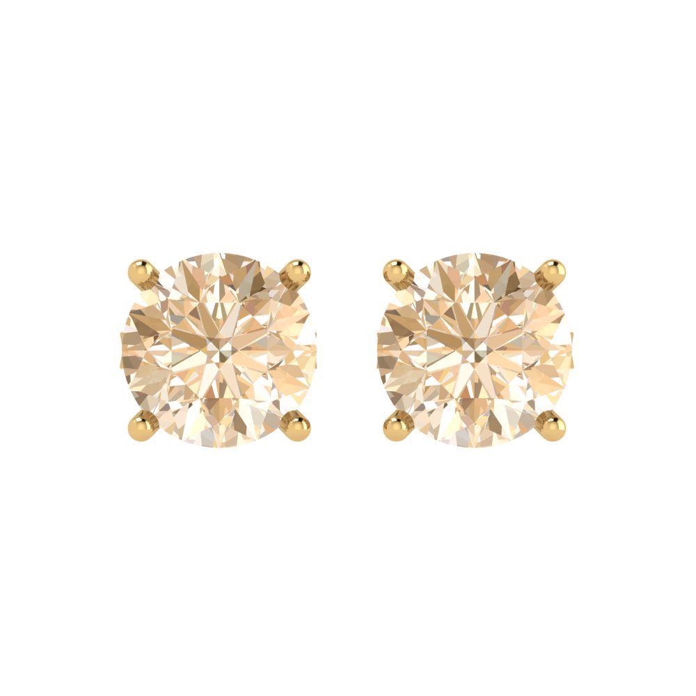 4cttw Round Cut Natural Morganite Gold-Plated 925 Silver Push Back Stud Earrings
