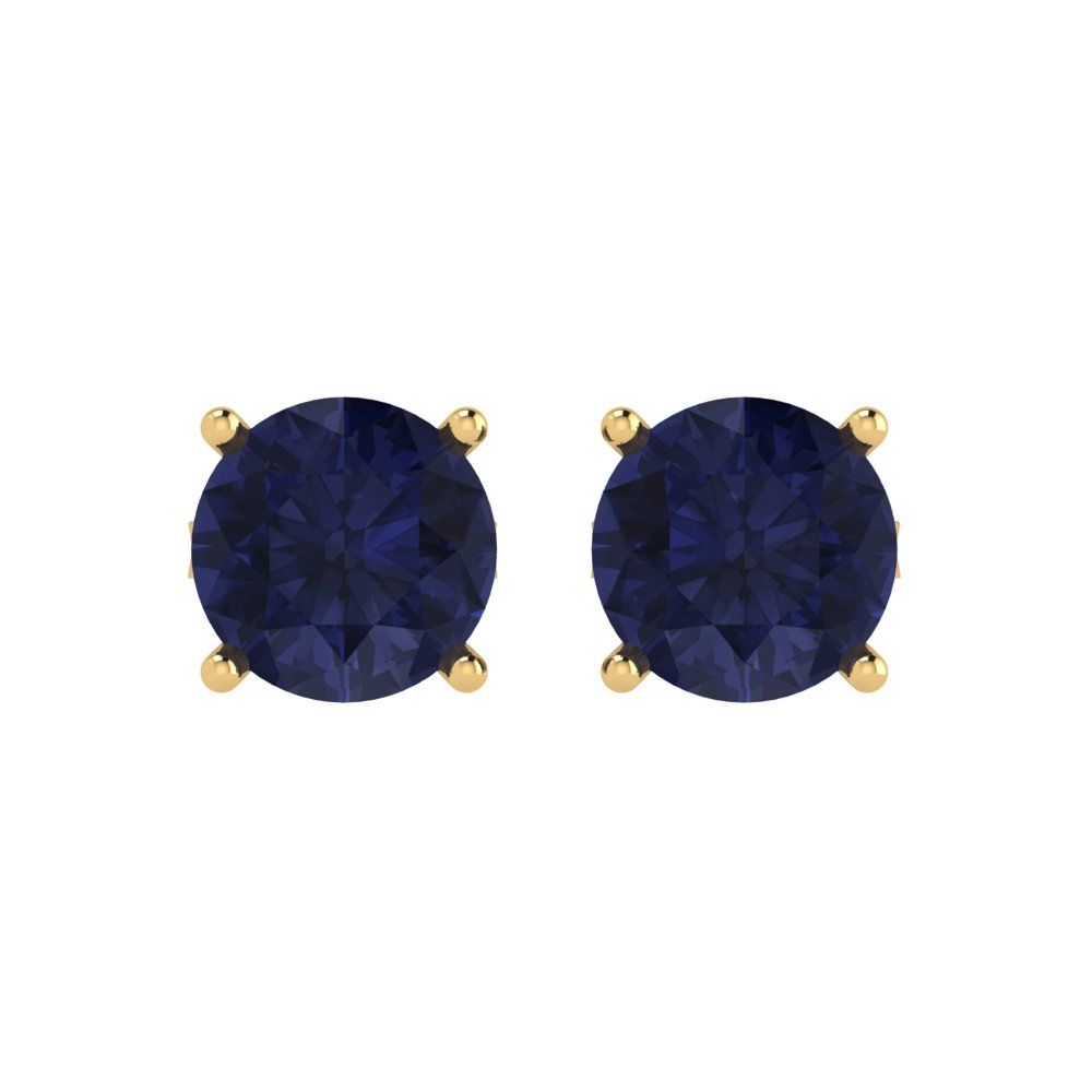 4 ctw Blue Sapphire Studs Earrings | 8.0mm Round Cut White Gold Push Back | September Birthstone