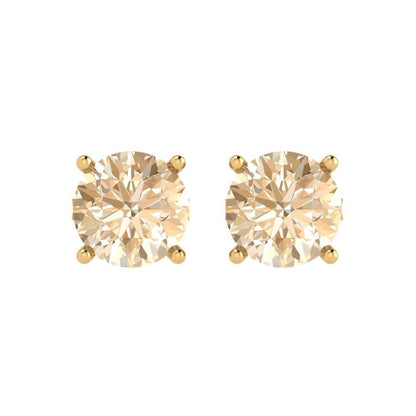 4 ctw Morganite Studs Earrings | 8.0mm Round Cut White Gold Push Back | February Birthstone