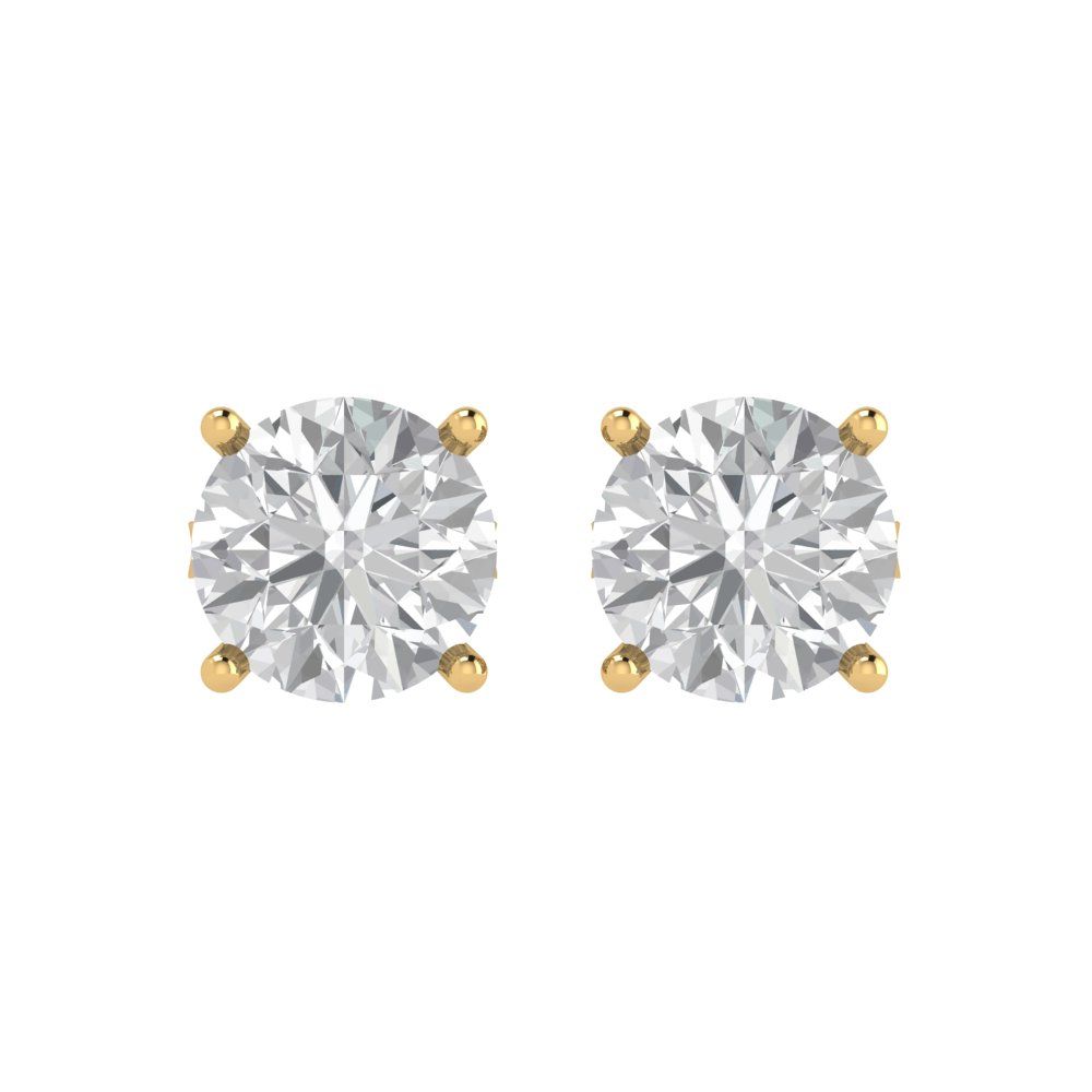 4 ctw Moissanite Studs Earrings | 8.0mm Round Cut White Gold Push Back | April Birthstone