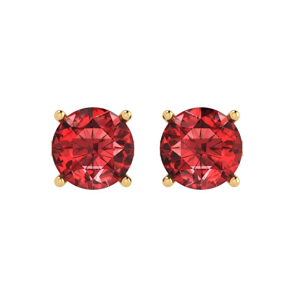 4 ctw Garnet Studs Earrings | 8.0mm Round Cut White Gold Push Back | January Birthstone