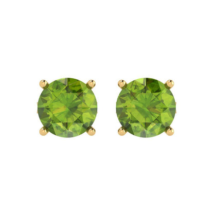 4 ctw Peridot Studs Earrings | 8.0mm Round Cut White Gold Push Back | August Birthstone
