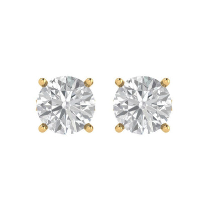 4 ctw White Sapphire Studs Earrings | 8.0mm Round Cut White Gold Push Back | April Birthstone