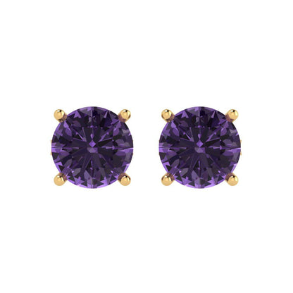 4 ctw Alexandrite Studs Earrings | 8.0mm Round Cut White Gold Push Back | June Birthstone