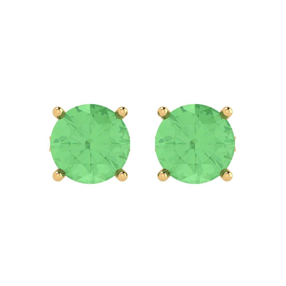 4cttw Round Cut Simulated Green Diamond Gold-Plated 925 Silver Push Back Stud Earrings