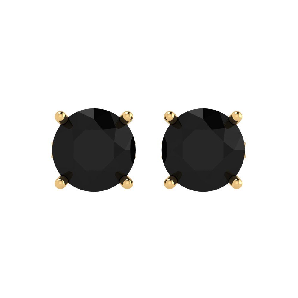 4 ctw Onyx Studs Earrings | 8.0mm Round Cut White Gold Push Back | July Birthstone
