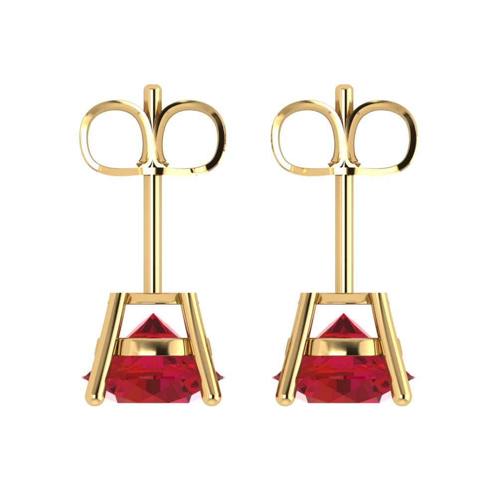 4 ctw Ruby Studs Earrings | 8.0mm Round Cut White Gold Push Back | July Birthstone
