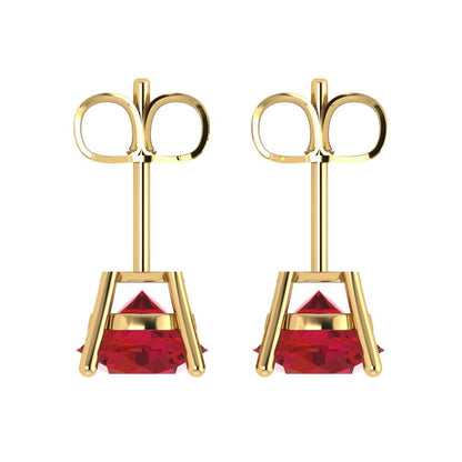 4 ctw Ruby Studs Earrings | 8.0mm Round Cut White Gold Push Back | July Birthstone