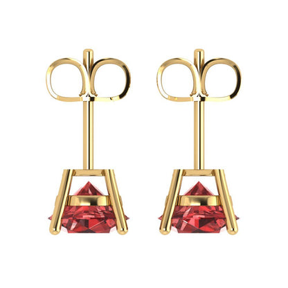 4cttw Round Cut Natural Garnet Gold-Plated 925 Silver Push Back Stud Earrings