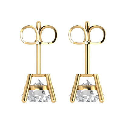 4 ctw Zirconia Diamond Studs Earrings | 8.0mm Round Cut White Gold Push Back | April Birthstone