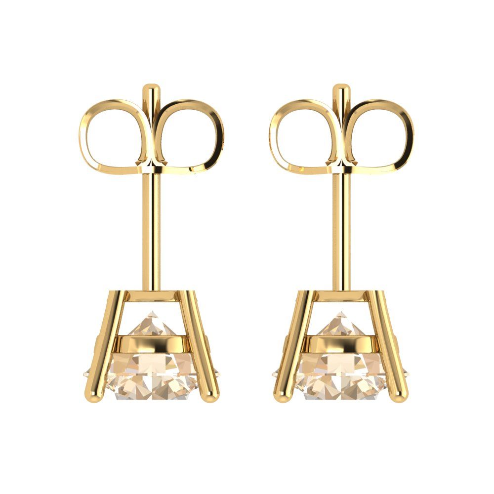 4 ctw Morganite Studs Earrings | 8.0mm Round Cut White Gold Push Back | February Birthstone