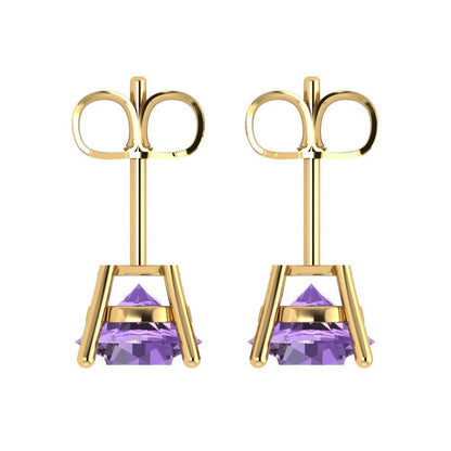 4 ctw Alexandrite Studs Earrings | 8.0mm Round Cut White Gold Push Back | June Birthstone