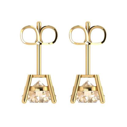 4cttw Round Cut Natural Morganite Gold-Plated 925 Silver Push Back Stud Earrings