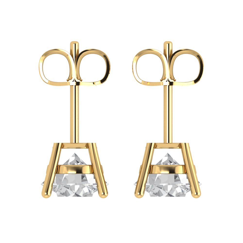 4cttw Round Cut White Sapphire Gold-Plated 925 Silver Push Back Stud Earrings