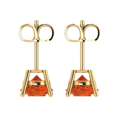 4cttw Round Cut Simulated Red Diamond Gold-Plated 925 Silver Push Back Stud Earrings