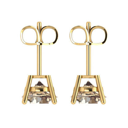 4cttw Round Cut Yellow Moissanite Gold-Plated 925 Silver Push Back Stud Earrings