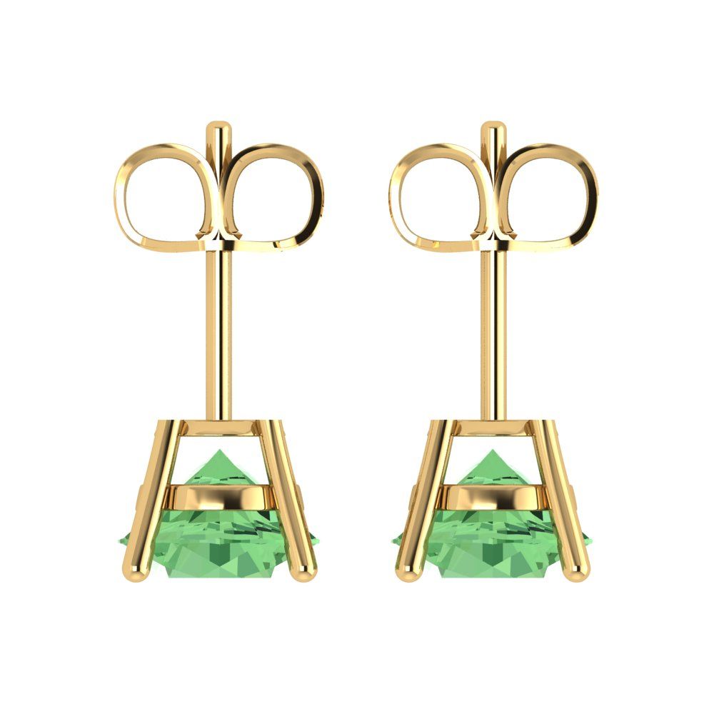 4 ctw Green Zirconia Studs Earrings | 8.0mm Round Cut White Gold Push Back | April Birthstone