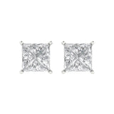 3 ct Brilliant Princess Cut Solitaire Studs Natural Diamond Stone Clarity SI1-2 Color G-H White Gold Earrings Push Back