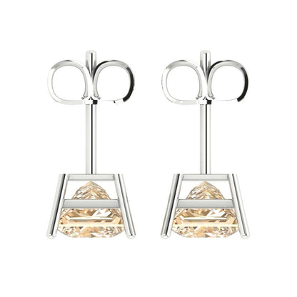 3cttw Princess Cut Natural Morganite Gold-Plated 925 Silver Push Back Stud Earrings