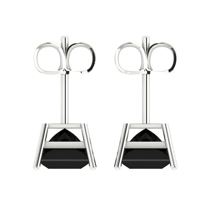 3cttw Princess Cut Natural Onyx Gold-Plated 925 Silver Push Back Stud Earrings