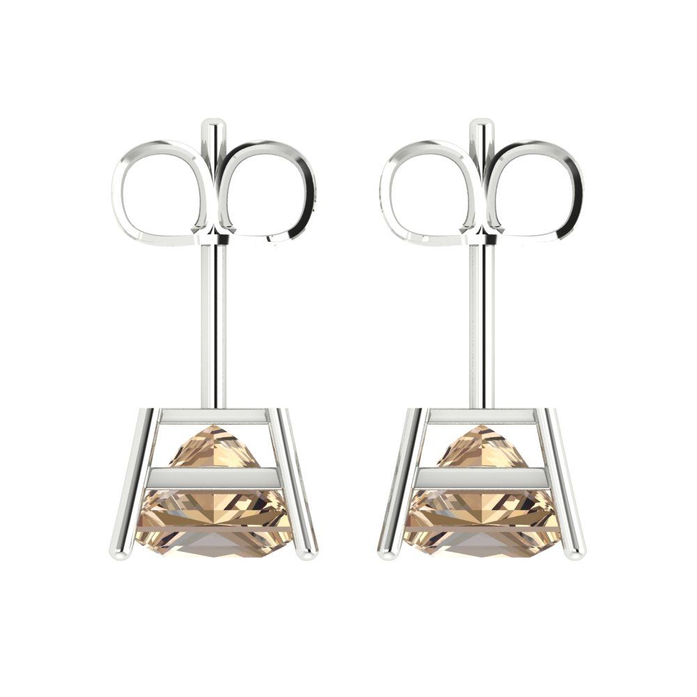 3cttw Princess Cut Yellow Moissanite Gold-Plated 925 Silver Push Back Stud Earrings