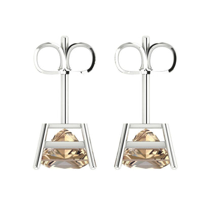 3cttw Princess Cut Yellow Moissanite Gold-Plated 925 Silver Push Back Stud Earrings