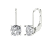 2 ct Brilliant Round Cut Drop Dangle Natural Diamond Stone Clarity SI1-2 Color I-J White Gold Earrings Lever Back