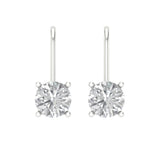 2 ct Brilliant Round Cut Drop Dangle Clear Simulated Diamond Stone White Gold Earrings Lever Back