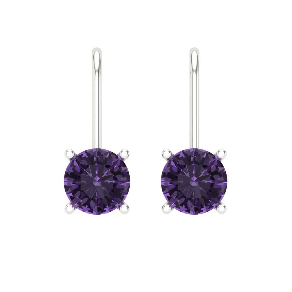 2cttw Alexandrite Gold-Plated 925 Silver Lever Back Drop Dangle Earrings