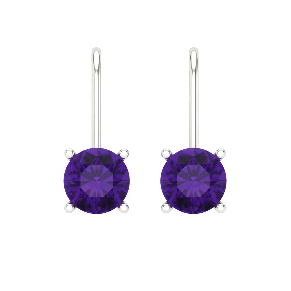 2cttw Amethyst Gold-Plated 925 Silver Lever Back Drop Dangle Earrings