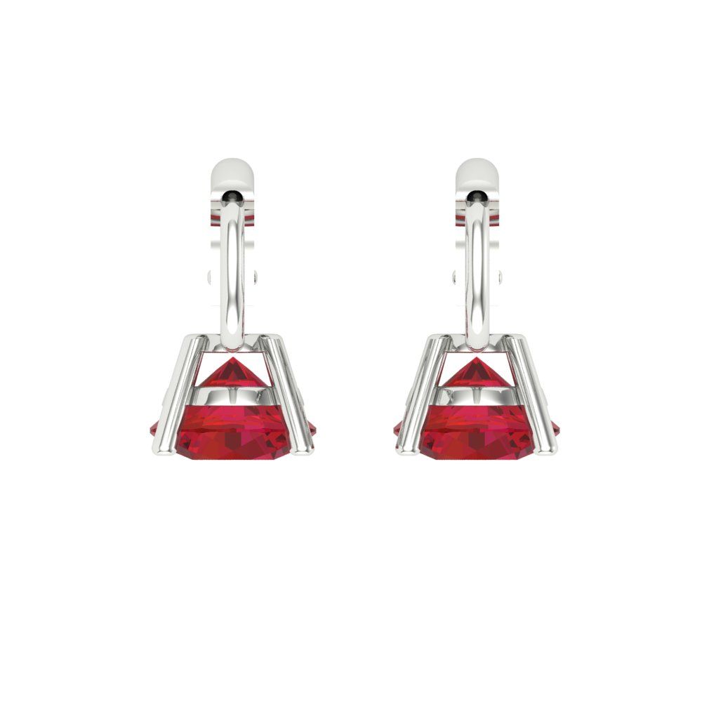 2 ctw Pink Tourmaline Drop Dangle Earrings | 6.5mm Round Cut White Gold Lever Back | April Birthstone