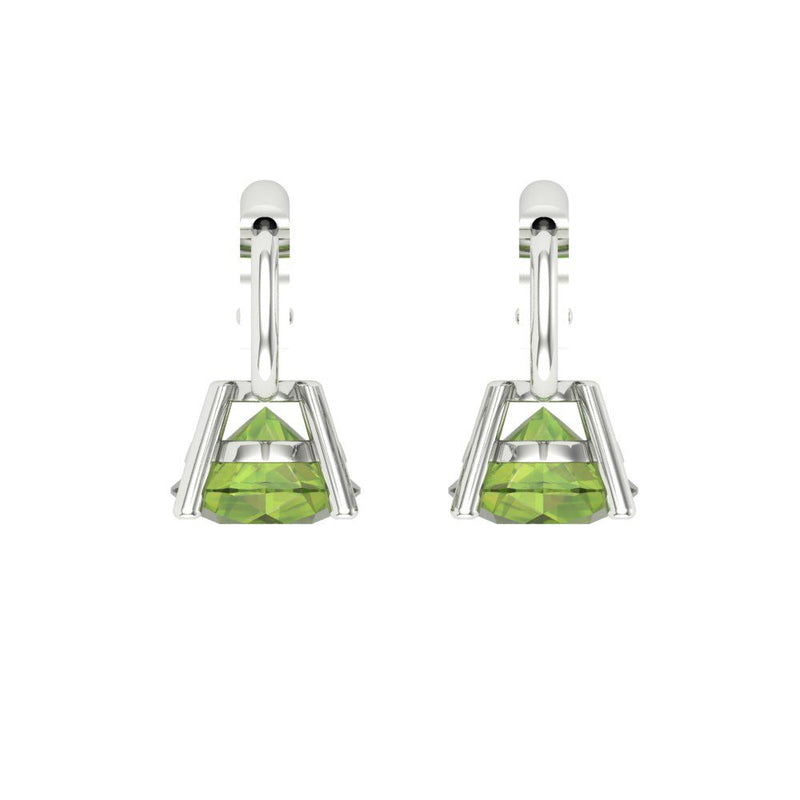 2 ct Brilliant Round Cut Drop Dangle Natural Peridot Stone White Gold Earrings Lever Back