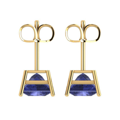 3 ctw Tanzanite Studs Earrings | 6.5mm Princess Cut White Gold Push Back | December Birthstone