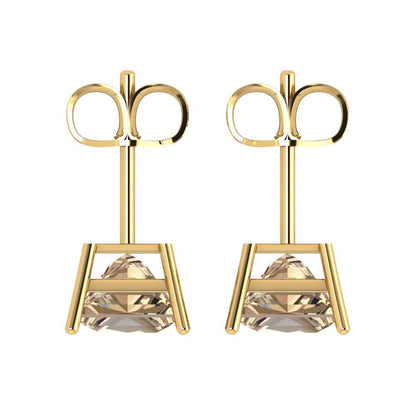 3cttw Princess Cut Yellow Moissanite Gold-Plated 925 Silver Push Back Stud Earrings