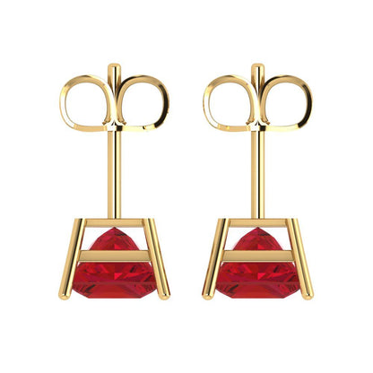 3 ctw Ruby Studs Earrings | 6.5mm Princess Cut White Gold Push Back | July Birthstone