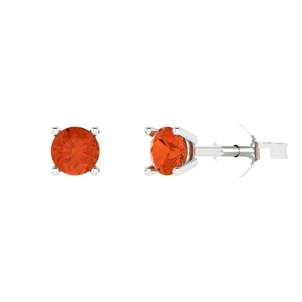 0.5cttw Round Cut Simulated Red Diamond Gold-Plated 925 Silver Push Back Stud Earrings