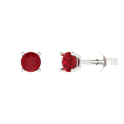 0.5cttw Round Cut Simulated Ruby Gold-Plated 925 Silver Push Back Stud Earrings