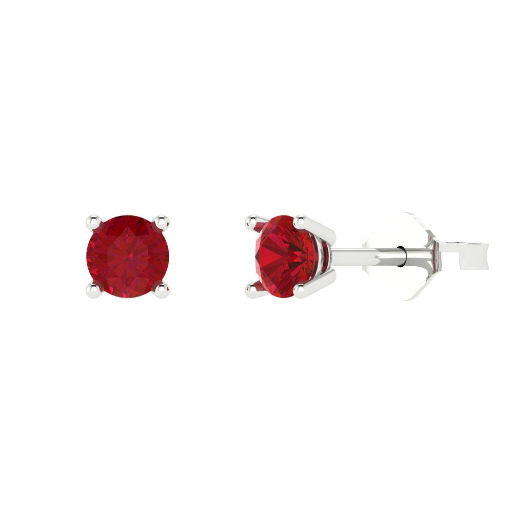 0.5cttw Round Cut Simulated Ruby Gold-Plated 925 Silver Push Back Stud Earrings