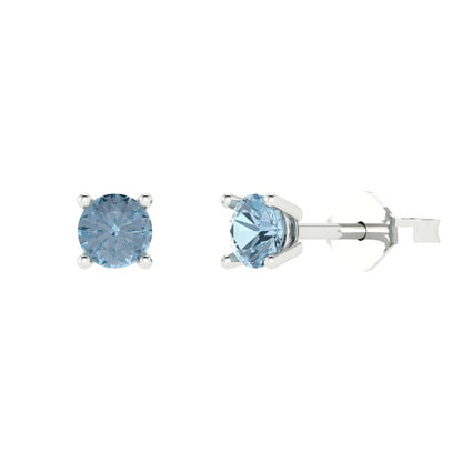 0.5cttw Round Cut Simulated Blue Diamond Gold-Plated 925 Silver Push Back Stud Earrings