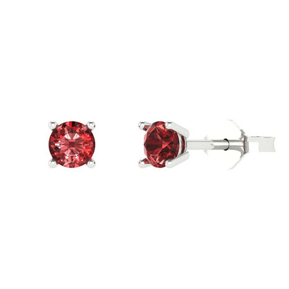 0.5 ctw Garnet Studs Earrings | 4.0mm Round Cut White Gold Push Back | January Birthstone