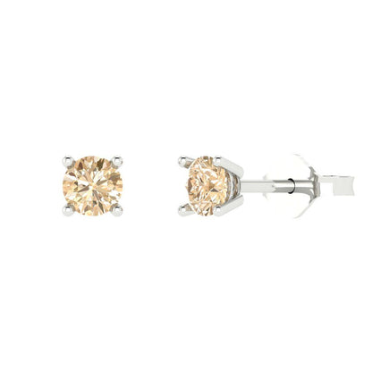 0.5cttw Round Cut Natural Morganite Gold-Plated 925 Silver Push Back Stud Earrings