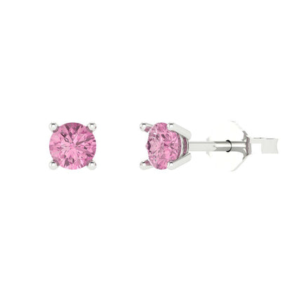 0.5cttw Round Cut Simulated Pink Diamond Gold-Plated 925 Silver Push Back Stud Earrings