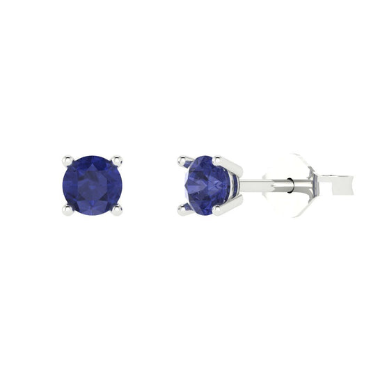 0.5 ctw Tanzanite Studs Earrings | 4.0mm Round Cut White Gold Push Back | December Birthstone