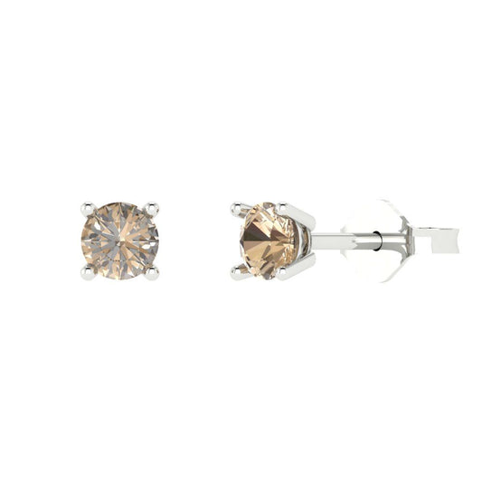 0.5cttw Round Cut Yellow Moissanite Gold-Plated 925 Silver Push Back Stud Earrings