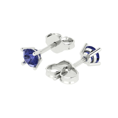 0.5 ctw Tanzanite Studs Earrings | 4.0mm Round Cut White Gold Push Back | December Birthstone