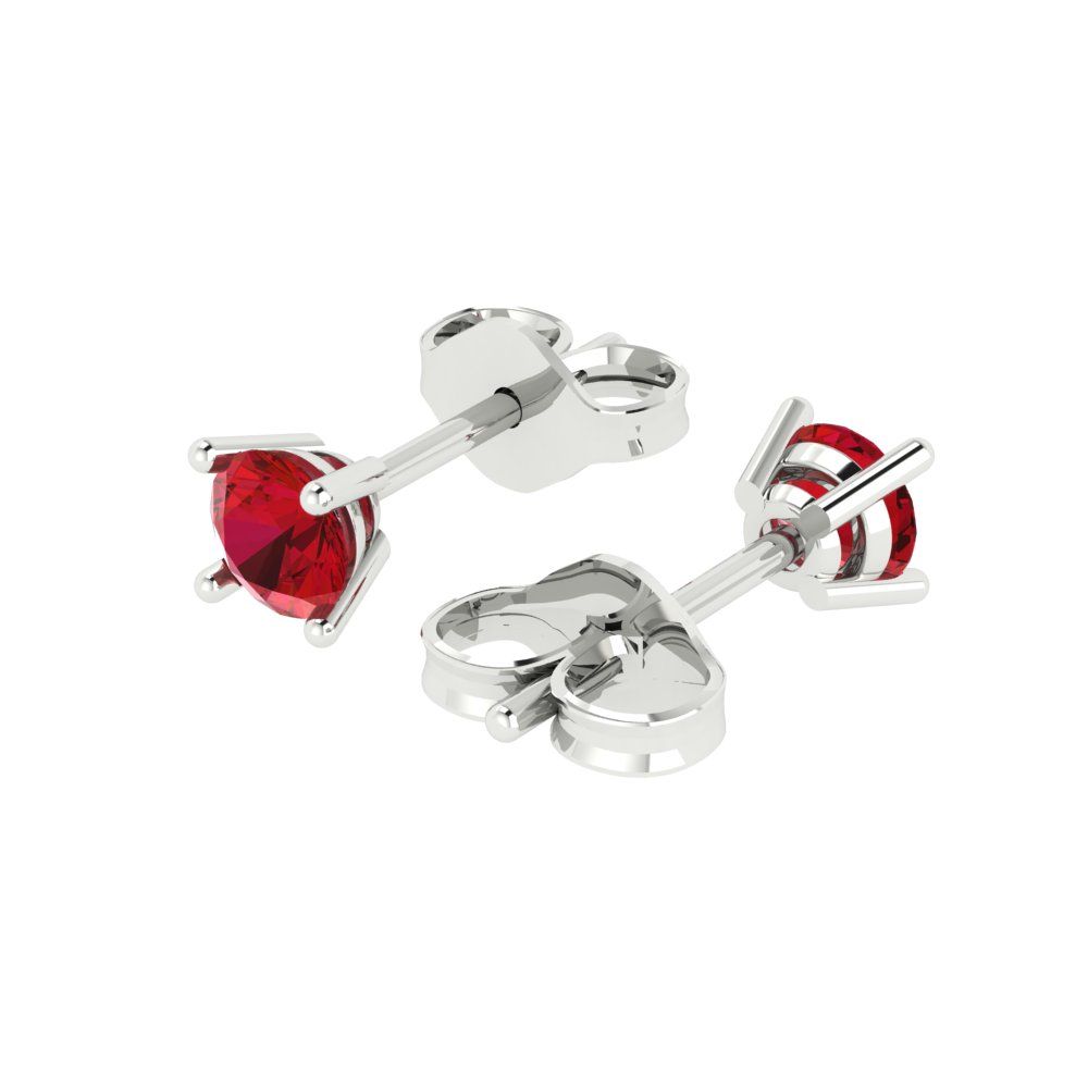 0.5 ctw Pink Tourmaline Studs Earrings | 4.0mm Round Cut White Gold Push Back | April Birthstone