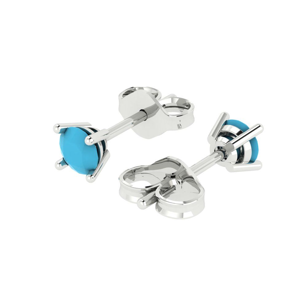 0.5cttw Round Cut Simulated Turquoise Gold-Plated 925 Silver Push Back Stud Earrings