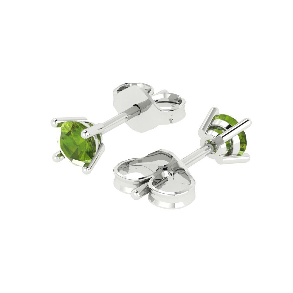 0.5 ctw Peridot Studs Earrings | 4.0mm Round Cut White Gold Push Back | August Birthstone