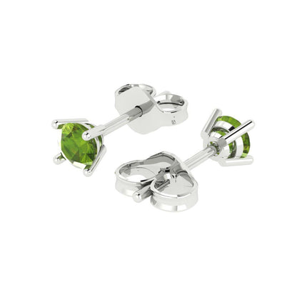 0.5 ctw Peridot Studs Earrings | 4.0mm Round Cut White Gold Push Back | August Birthstone